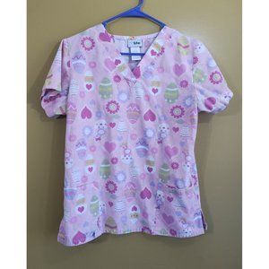 V Life Easter-Themed Scrub Top Size S